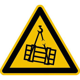 Warnschild Warnung vor schwebender Last