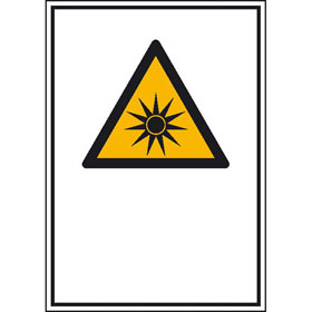 Warn - Kombischild mit einem Warn - Lagerschild, Folie, SL 20, 0 cm,  Warnung vor optischer Strahlung, 