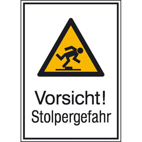 Warn-Kombischild Vorsicht! Stolpergefahr