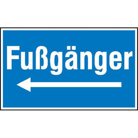 Hinweisschild zur Baustellenkennzeichnung Fugnger (mit Richtungspfeil nach links)