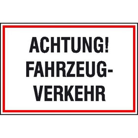 Hinweisschild zur Baustellenkennzeichnung Achtung! Fahrzeug-Verkehr
