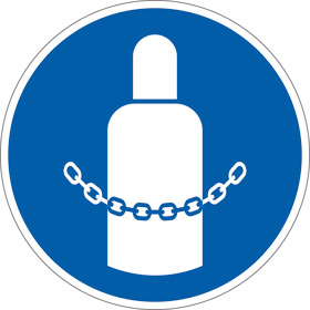 Gebotsschild Gasflaschen sichern