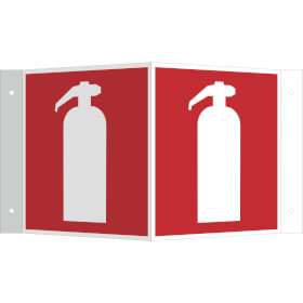 Brandschutzschild - nachleuchtend als Winkelschild, Symbol: Feuerl�scher (International)