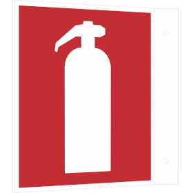 Brandschutzschild - nachleuchtend als Fahnenschild, Symbol: Feuerl�scher (International)