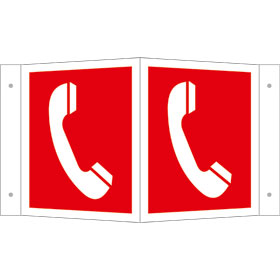 Brandschutzkennzeichnung EverGlow Winkelschild, Symbol: Brandmeldetelefon
