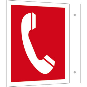 Brandschutzkennzeichnung EverGlow Fahnenschild, Symbol: Brandmeldetelefon