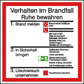 Verhaltensregeln f�r Flucht- und Rettungspl�ne Verhalten im Brandfall, auf transparenter Folie