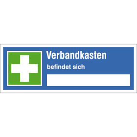 Hinweisschild auf Sicherheitseinrichtung Verbandkasten befindet sich...