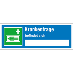 Hinweisschild auf Sicherheitseinrichtung Krankentrage befindet sich...