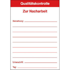Qualittskennzeichnungsetiketten Text: Qualittskontrolle -  Zur Nacharbeit  - 