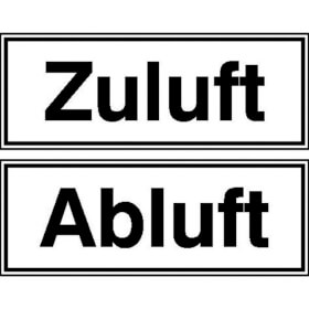 Hinweisschild zur Betriebskennzeichnung Zuluft / Abluft, 1 VE = 2 Schilder
