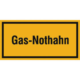 Hinweisschild zur Betriebskennzeichnung Gas-Nothahn