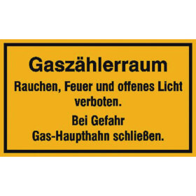 Hinweisschild zur Betriebskennzeichnung Gasz�hlerraum
