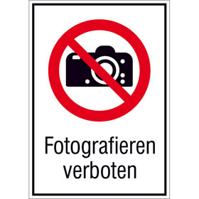 Verbots - Kombischild Fotografieren verboten