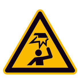 Warnschild Warnung vor Hindernissen im Kopfbereich