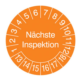 Pr�fplaketten - N�chste Inspektion in Jahresfarbe