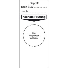 Grundplakette - Gepr�ft nach BGV... durch... wei�/schwarz