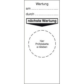 Grundplakette - Wartung am...durch... wei�/schwarz
