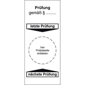 Grundplakette - Pr�fung gem�� ... wei�/schwarz