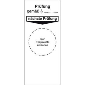 Grundplakette - Pr�fung gem�� ... wei�/schwarz