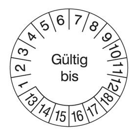 Pr�fplaketten - G�ltig bis wei�/schwarz