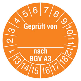 Pr�fplaketten - Gepr�ft von...nach BGV A3 in Jahresfarbe