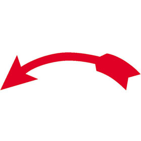 Maschinenkennzeichnung Drehrichtungspfeile Drehrichtungspfeile gebogen linksweisend, rot, abriebfest
