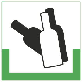 RESIGN / Symbolschild Glas bunt