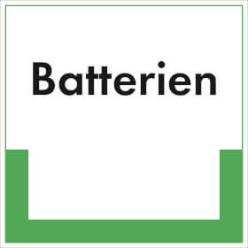 RESIGN / Textschild Batterien