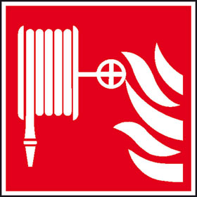 Internationale Brandschutzkennzeichnung EverGlow Aluschild, Symbol: L�schschlauch