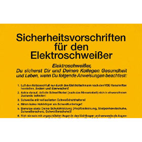 Sicherheitsaushang - Elektrotechnik Sicherheitsvorschriften fr den Elektroschweier