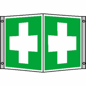 Rettungsschild - nachleuchtend Winkelschild, Symbol: Erste Hilfe