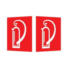 Brandschutzschild - nachleuchtend als Winkelschild, Symbol: Feuerl�scher