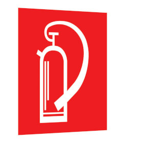 Brandschutzschild - nachleuchtend als Fahnenschild, Symbol: Feuerl�scher