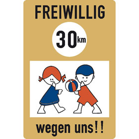 Schilder Spielplatzschild Spielplatzschild, Freiwillig 30 km/h wegen uns