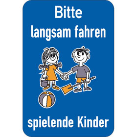Schilder Spielplatzschild Spielplatzschild, Bitte langsam fahren, spielende Kinder