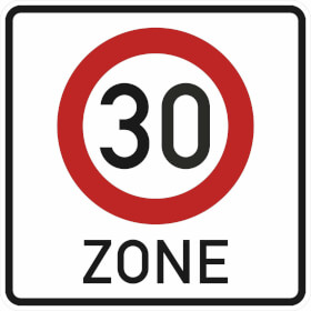 Verkehrsschild nach StVO - Nr. 274.1 - 50 Beginn der Zone mit zulssiger Hchstgeschwindigkeit