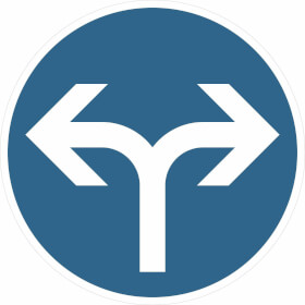Verkehrsschild nach StVO - Nr. 209 - 31 Vorgeschriebene Fahrtrichtung links und rechts