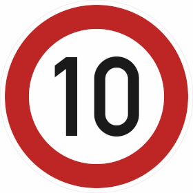 Verkehrsschild nach StVO / Typ 1, Nr. 274-51 Zul�ssige H�chstgeschwindigkeit 10 km/h