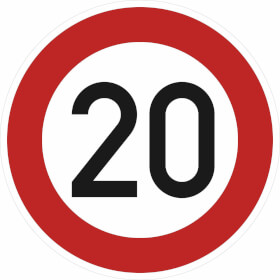 Verkehrsschild nach StVO / Typ 1, Nr. 274-52 Zul�ssige H�chstgeschwindigkeit 20 km/h