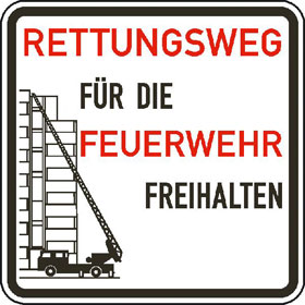 Verkehrsschild nach StVO - Nr. 2048 Rettungswege f�r die Feuerwehr freihalten