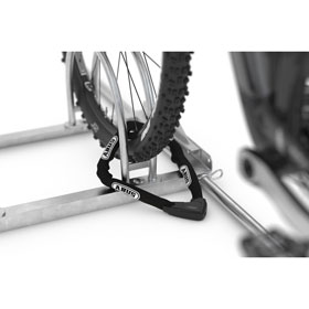 Fahrradstnder WSM  Blickpunkt, mit Werbetafel wei, aus Stahlblech, 6 Einstellpl., L: 1,05 m