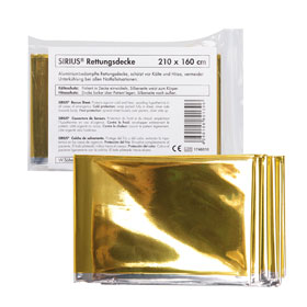 SIRIUS Rettungsdecke silber - gold Deckengre 210, 0 x 160, 0 cm