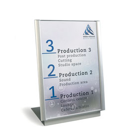 ATLANTIC Tischaufsteller mit Infotafel DIN A4 Rahmen: silber matt, modernes Design,
