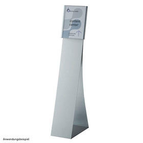 ATLANTIC Bodenaufsteller mit Infotafel DIN A4 Rahmen: silber matt, Bodenaufsteller in Trapezform,