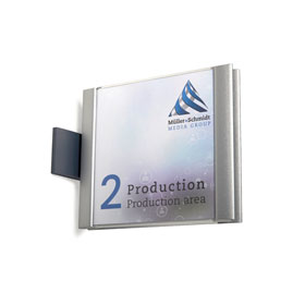 ATLANTIC Wandausleger mit 2 Schildern Rahmen: silber matt, modernes Design,