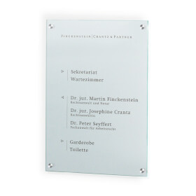 CRISTALLO Wandschilder aus Einscheiben-Sicherheitsglas, hochwertige Edelstahlhalter,