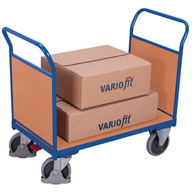 Transportwagen VARIOFIT  Doppel-Stirnwandwagen, pulverbeschichtet enzianblau,