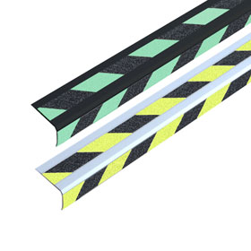 Antirutsch - Treppenkantenprofil, Doppelstreifen, Universal,  Farbe Antirutschbelag:  tagesfluoreszierend,  schwarz / gelb, 