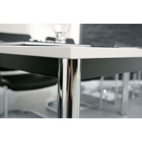 Broeinrichtungen Besprechungstisch Tischplatte: Lichtgrau, umlaufender Stahlrahmen, Rahmen schwarz,